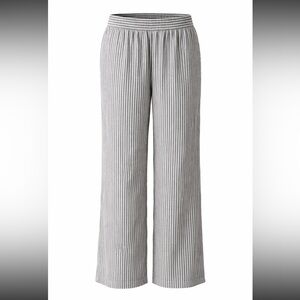 Old Navy Cotton/Linen Blend Pull On Striped Wide-Leg Pants- Gray Size M